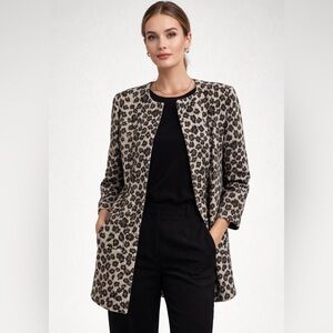 Helene Berman Black and Cream Animal Print Coat (266)